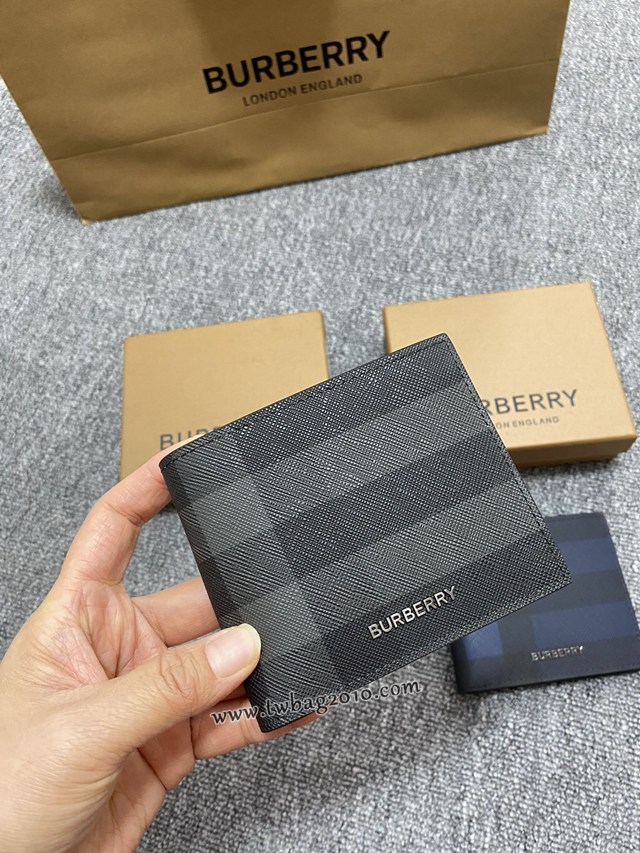 Burberry專門店新款灰格短夾 巴寶莉經典男士短夾錢包 yxb1277